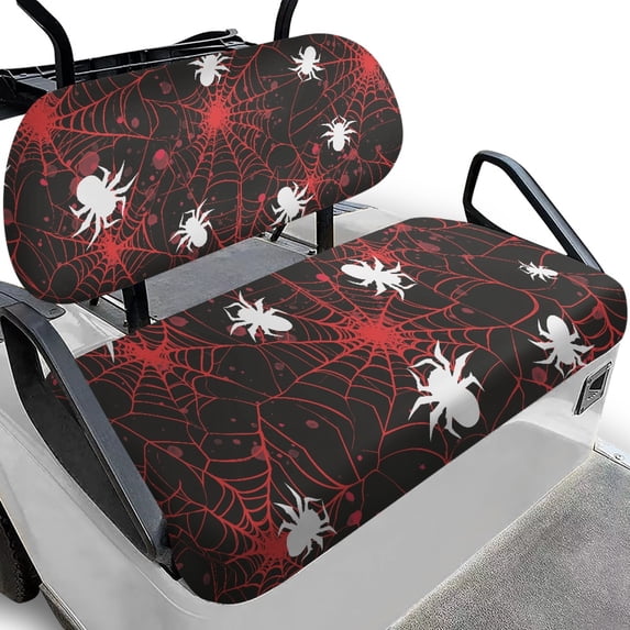 Pzuqiu Halloween Spider Web 2-Piece Golf Cart Seat Covers - Breathable Washable Universal Protector Set for Most 2-Seater Golf Carts