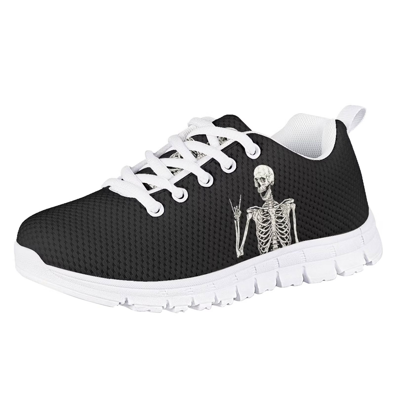 Pzuqiu Halloween Theme Skull Pattern Kids Tennis Shoes Ultralight Comfortable Child Running Shoes Halloween Gift for Kids Size 1 - image 1 of 7