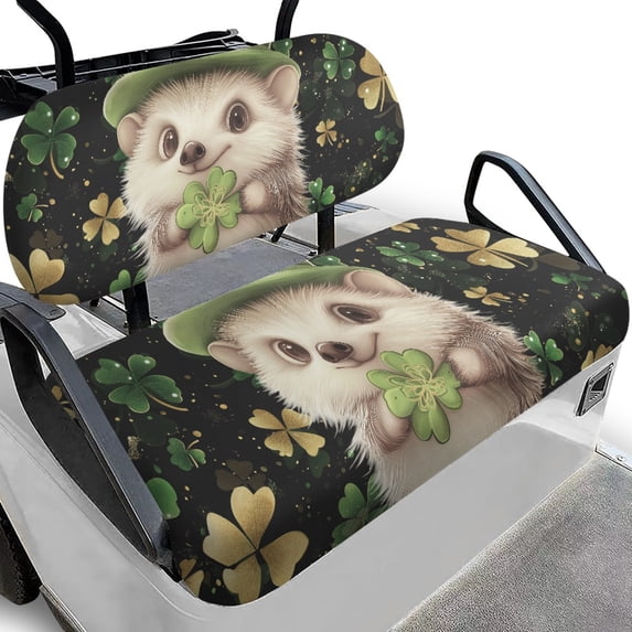 Pzuqiu Hedgehog Clover Backrest Bottom Seat Cover Breathable, Soft Golf Cart Seat Covers Fit for Ezgo Golf Cart