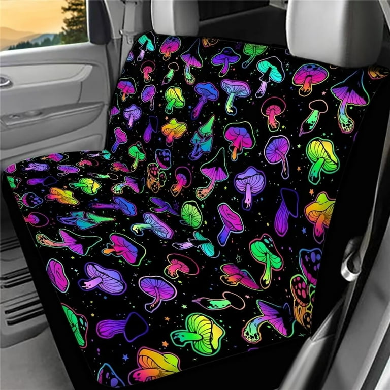 Pzuqiu Hippie Mushroom Car Accessories Back Seat Cover for Women Girly  Saddle Blanket Backrest Rear Bench Seat Cover Protector Fit Most Vehicle,SUV,Truck  Decor,Pack of 2 