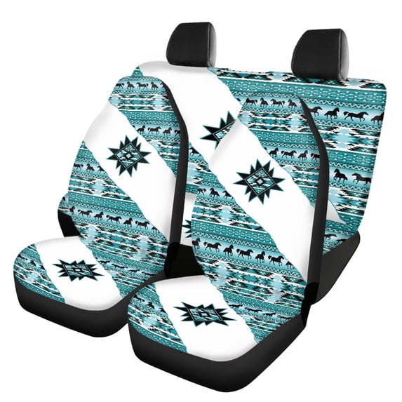 Pzuqiu Horse Geometric Breathable Car Seat Covers, Interior Soft Fit for Truck