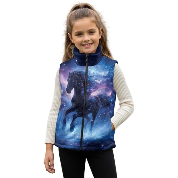 Pzuqiu Horse Kid Outerwear Vest Size 9-10 Soft Zipper Winter Sleeveless Jacket with Pockets Stretchy Fall Outerwear Versatile Winter Warm Vests for Kids Casual for Daily Life