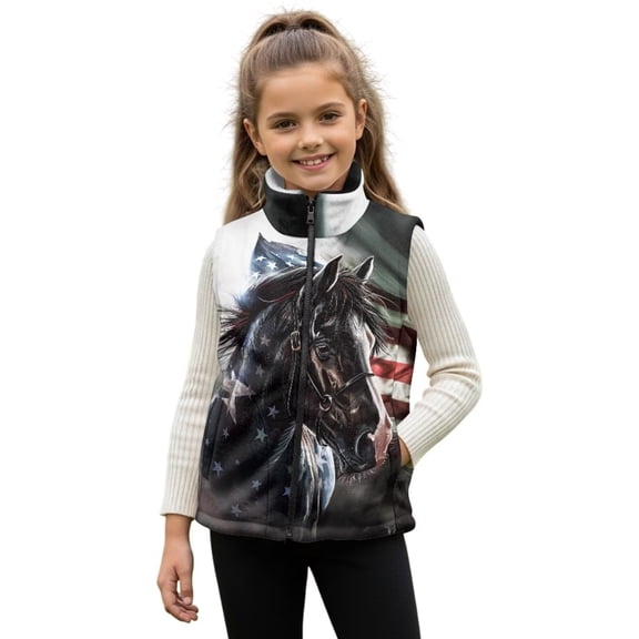 Pzuqiu Horse Kids Zip Up Vest 2T Toddler Boy Clothes Breathable Winter Lightweight Sleeveless Fleece Jacket with Pocket Fall Outfits Fashion Clothing for Kids and Toddlers