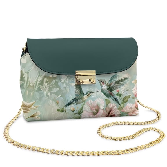 Pzuqiu Hummingbirds Crossbody Bags for Women Lightness Compact Women Leather Crossbody Bag with Chain with Chain Strap Fashion for Party and Special Occasions