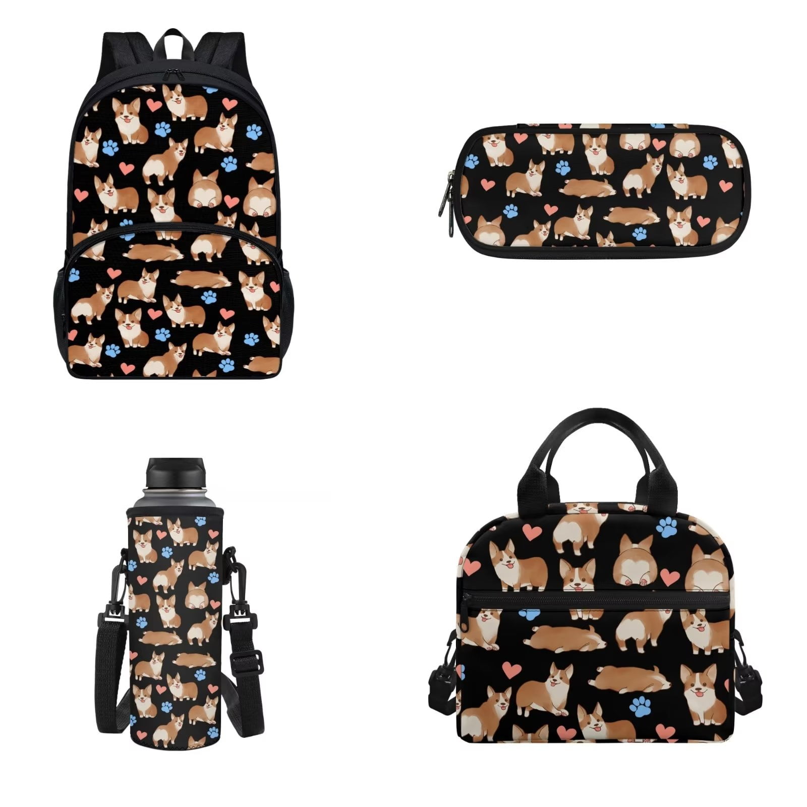 Pzuqiu Kawaii School Backpack with Lunch Box Girls Cute Bookbag Set Middle Elementary Boys