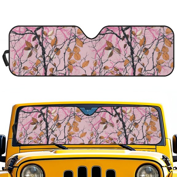 Pzuqiu Keep Car Interior Cooler Off-Road Vehicle Sun Shield for Off-road Interior Outdoor, Blocks UV Rays Block UV Rays Windshield Sun Shade, Tree Leaf