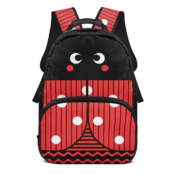 Pzuqiu Kids Backpack for Students Age 6-18 17 Inch Ladybug Print Bookbag with Adjustable Straps Large Capacity School Bag for Elementary Middle High School Ideal Student Gift