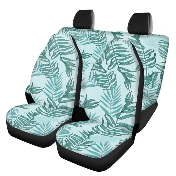 Pzuqiu Leaves Car Seat Covers Full Set Breathable Front and Rear Seat Cover Set Non Slip Polyester Car Seat Cover Sets Fit for Trucks Cars