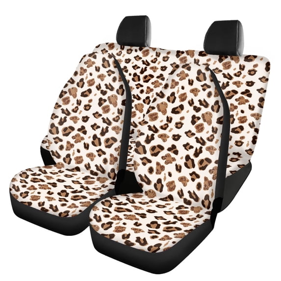 Pzuqiu Leopard Print Car Seat Covers Full Set Easy to Install Front and Rear Seat Cover Set Durable Interior Accessories Car Seat Covers Set Fit for Truck Cars