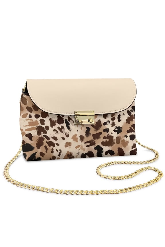 Leopard Print Crossbody Bags Leather Women Versatile Vintage Practical Leather Quilted Shoulder Bag with Chain Strap Fashion Trendy Lightness for Teen Girls-Women