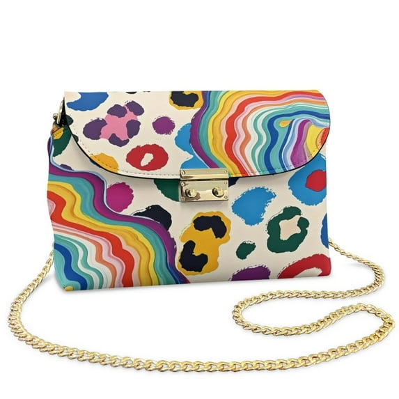 Pzuqiu Leopard Print Crossbody Bags for Women Lightness Craftsmanship Small Leather Crossbody Bags with Chain Strap Functional Vintage for Daily Use and Travel
