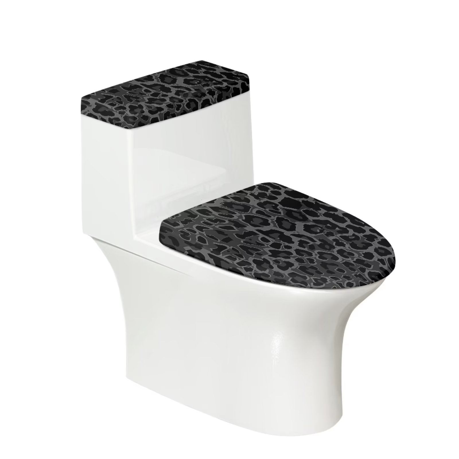 Pzuqiu Leopard Print Toilet Tank Cover Set Lid Pads 2 Pack Elastic