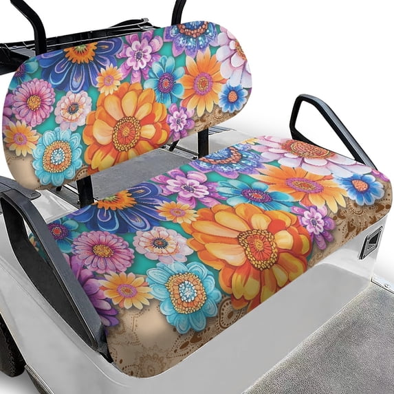 Pzuqiu Mandala Golf Cart Seat Covers Washable, Breathable, Suitable for Outdoor, Fit for Club Cars
