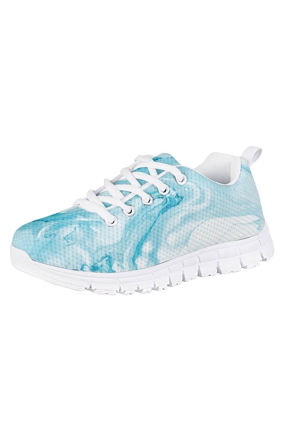 Marble Print Big Girls Sneakers Teal Size 5 Lightweight Running Tennis Shoes Casual Walking Shoes Outdoor Sport Shoes Flats