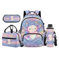 thumbnail image 1 of Pzuqiu Mermaid Scale Axolotl School Backpacks for Teen Girls 4PCS Backpack with Lunch Box Pencil Case Water Bottle Bag Kawaii Large Capacity Travel Rucksack Sport Bookbag for Elementary Students, 1 of 7