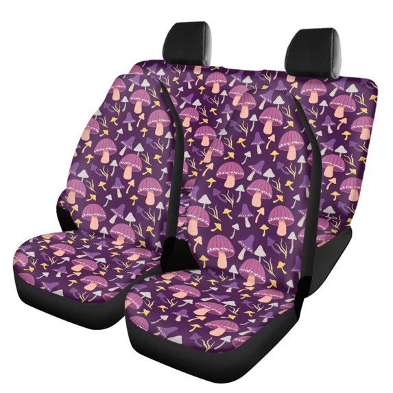 Pzuqiu Mushroom Pattern Car Seat Covers Full Set Front and Rear Seat Cover Set, Easy to Install, Suitable for Van Seats Front Seats, Fit for Truck Trucks