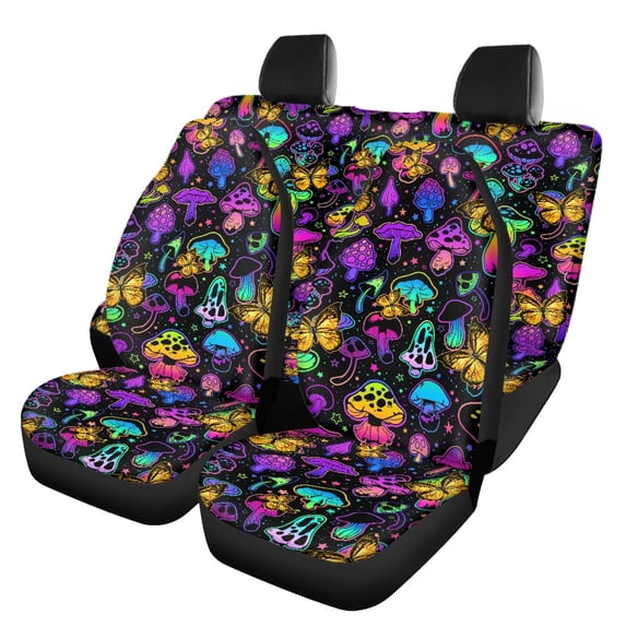 Pzuqiu Mushrooms Car Accessories Set 3 Pieces, Car Seat Covers Polyester Softy Easy to Install for Cars Truck Van