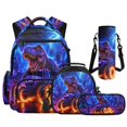 thumbnail image 1 of Pzuqiu Neon Dinosaur Kids 4 Piece Backpack Set 17 Inch with Lunch Box Pencil Case Water Bottle Holder Large Capacity Schoolbag with Adjustable Padded Straps for 8-14 Elementary, 1 of 7
