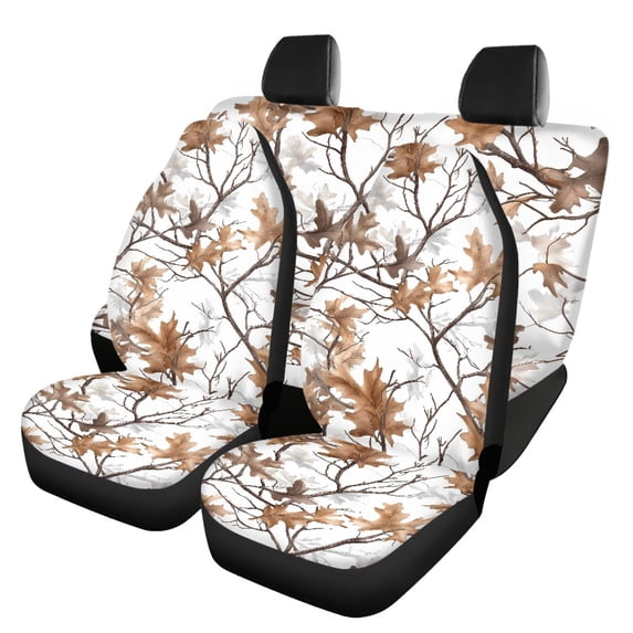 Pzuqiu Oak Leaves Durable Car Seat Covers, Auto Decor Easy to Install Fit for Sedans