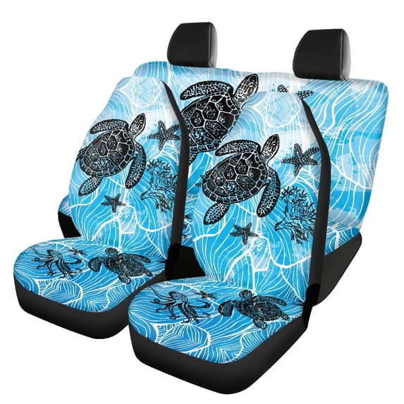Pzuqiu Ocean Sea Turtle Full Set Car Seat Covers - Breathable All-Season Protection for SUV Trucks Sedans Vans