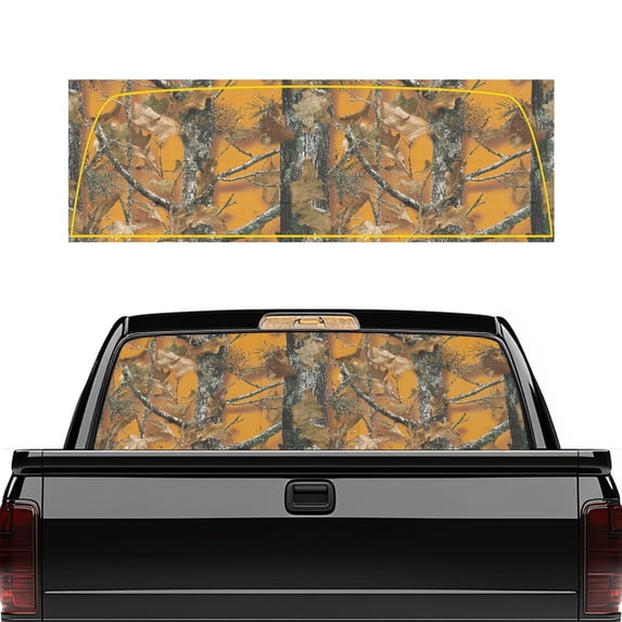 Pzuqiu Orange Camo Pickup Car Window Stickers for Most Pickup Models, Durable Anti-UV Vinyl Car Rear Windshield Sunshade
