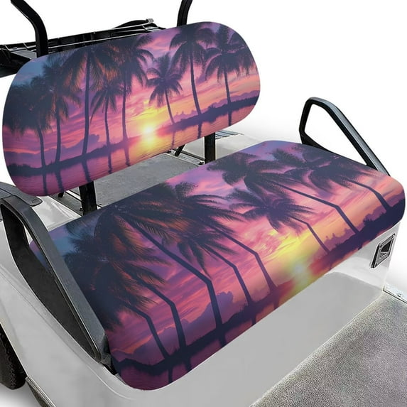 Pzuqiu Palm Tree Print Golf Cart Seat Covers 2 Piece Travel Sports Golf Cart Accessories Lightweight Comfortable Keep Cool in Summer for EZGO TXT RXV Club Car DS