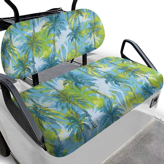 Pzuqiu Palm Tree Tropical Golf Cart Backrest Bottom Seat Cover Portable, for Outdoor, Golf Cart Seat Covers Set, Compatible with Most Club Cars Golf Carts Ezgo