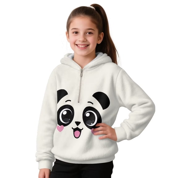 Pzuqiu Panda Hoodies for Teen Girls 8-9 Practical Wind Proof Kid's Pullover Hoodie Sweatshirt Fashion Stretchy Children's Long Sleeve Sweatshirt Comfortable for Daily Life