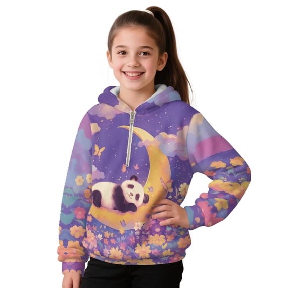 Pzuqiu Panda Hoodies for Teen Girls Size 6-7 Personalized Warm Kid's Pullover Hoodie Sweatshirt Soft Long Sleeve Jacket Outfits Unique Design Stretchy Versatile for Fall Winter