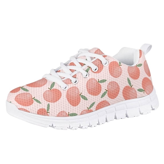Pzuqiu Peach Tennis Shoes for Girls Size 2 Breathable Kids Running Sneakers Lightweight Athletic Walking Shoes Comfortable