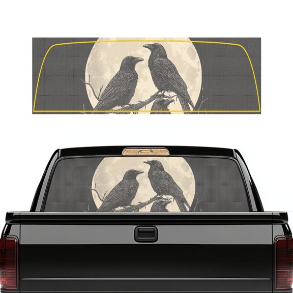 Pzuqiu Perforated Truck Rear Window Decal 66.9" x 22.4", Waterproof Vinyl Sticker for Most Pickup Trucks, Car Owners and Car Lovers