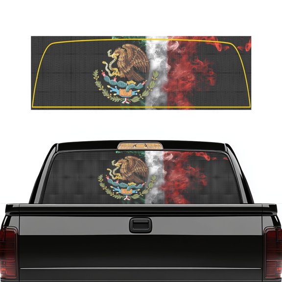Pzuqiu Perforated Vinyl Rear Window Decal 66.9 x 22.4 Inch, Waterproof See-Through Sticker for Pickup Trucks, Cars and Car Lovers