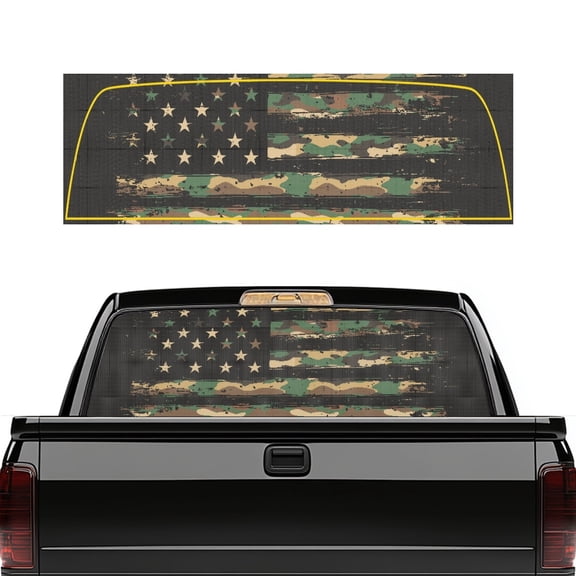 Pzuqiu Perforated Vinyl Truck Rear Window Decal 66.9 x 22.4 Inch, See-Through Sticker Automotive Decals for Pickup Trucks and Car Owners