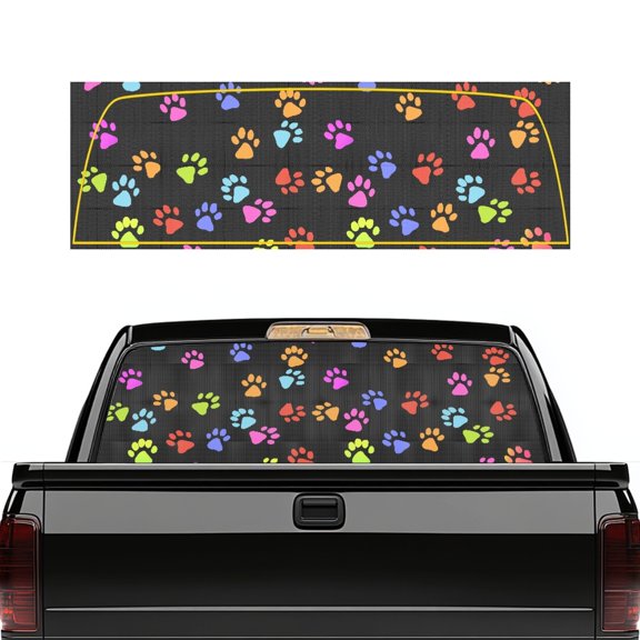 Pzuqiu Perforated Vinyl Truck Rear Window Decal 66.9 x 22.4 Inch, See through Sticker for Most Pickup Trucks, Car Owners and Pet Lovers