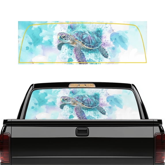 Pzuqiu Perforated Vinyl Truck Rear Window Decal 66.9 x 22.4 Inch, Waterproof See-Through Sticker for Most Pickup Trucks, Cars and Business Storefronts