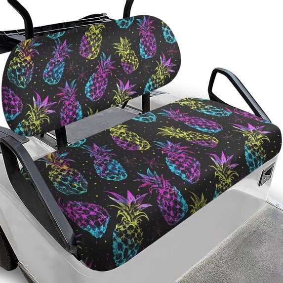 Pzuqiu Pineapple Golf Cart Seat Cover Washable, Fit for Outdoor Vehicle Golf Carts Suitable for Club Car Precedent 2 Passenger Carts