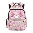 thumbnail image 1 of Pzuqiu Pink Axolotl Daisy Print 17 Inch Kids Backpack for Girls, Soft Padded Breathable Bookbag with Adjustable Strap, Lightweight Casual Schoolbag for School Travel Age 5-16, 1 of 7