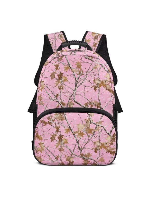 Pink Camo 17 Inch Customized School Backpack for Kids Personalized with Name Large Capacity Bookbag Side Pockets Custom Backpack for Elementary School Boys Girls