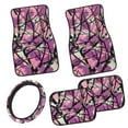 thumbnail image 1 of Pzuqiu Pink Camo Hunting Car Floor Mats Car Steering Wheel Cover Full Set Easy to Install 5 Piece Car Floor Mats All Weather with Anti-Slip Pad Removable Automotive Accessories for Cars, 1 of 6