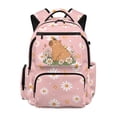 thumbnail image 1 of Pzuqiu Pink Capybara Daisy School Backpack for Kids 17 Inch Breathable Padded Bookbag Featherweight Casual Daypack for Girls Students Travel School Commute 8-14 Years, 1 of 7
