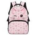 thumbnail image 1 of Pzuqiu Pink Cat Print Kids Backpack for Students Ages 6-14 17 Inch Elementary School Backpack with Adjustable Straps Large Capacity Back to School Travel Bookbag for Girls, 1 of 7