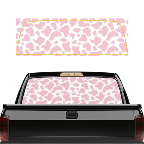 Pzuqiu Pink Cow Print Pattern Truck Rear Window Decal 66.9 x 22.4 Inches, One Way See through Vinyl, Fade Proof Back Window Decal for Most Pickup Trucks