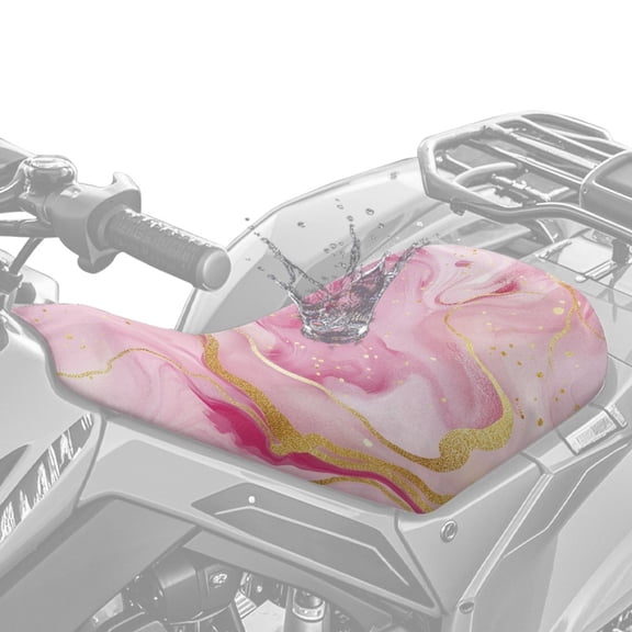 Pzuqiu Pink Marble Pattern Breathable ATV Seat Cover for Can-Am CFMOTO Kawasaki, Durable Stretch Fit ATV Seat Protector Polyester