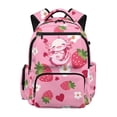 thumbnail image 1 of Pzuqiu Pink Strawberry Axolotl 17 Inch Backpack for Kids Girls, Breathable Padded Shoulder Strap Lightweight School Bookbag,Casual Daypack for Travel Hiking Camping Fits 6-18 Ages, 1 of 7