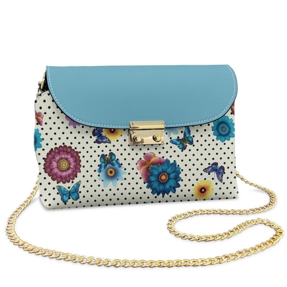 Pzuqiu Polka Dots Women Leather Crossbody Bag Trendy Versatile Soft Small Leather Crossbody Bags for Women Metal Chain Strap Craftsmanship Fashion for Daily Use