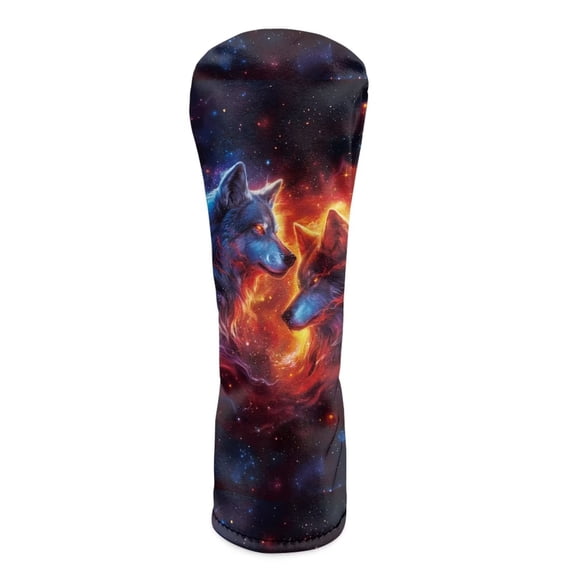 Pzuqiu Premium Golf Club Head Cover Easy Slip-On Easy-Off Wolf Driver Covers Golf Accessories for Men Women Keep Clubs Dry and Clean, Red and Blue