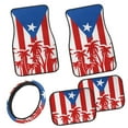 thumbnail image 1 of Pzuqiu Puerto Rico Flag Car Floor Mats with Car Steering Wheel Cover 5 Pcs Full Set Front & Rear Floor Mats with Anti-Slip Pad All Weather Removable Automotive Accessories for Cars, 1 of 6