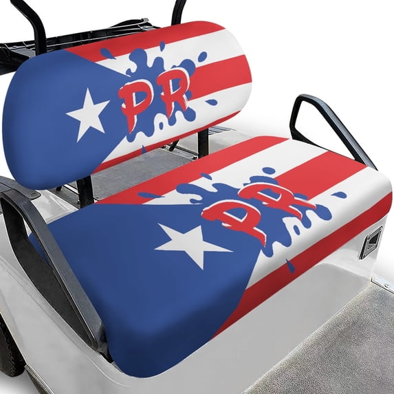 Pzuqiu Puerto Rico PR Flag 2-Piece Universal Golf Cart Seat Covers - Breathable Washable Protective Set for Golf Enthusiasts