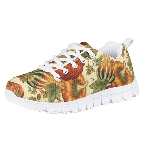 Pzuqiu Pumpkin Little Girls Tennis Shoes Size 11.5 Fall Thanksgiving Kids Sneakers Lightweight Casual Walking Shoes Athletic Shoes