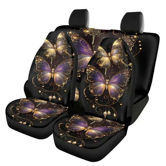 Pzuqiu Purple Butterfly Bling Car Seat Cover FashionCar Seat Covers Full Set for Comfortable Driving Full Wrapping Edge Seat Covers Easy to Install Print Fit for Most Cars And Trucks